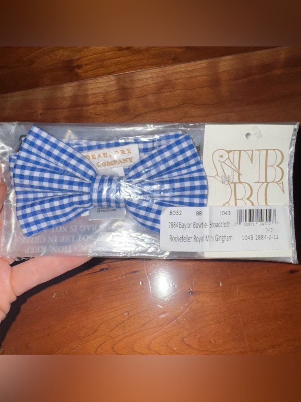 NWT TBBC The Beaufort Bonnet Company Blue Rockefeller Blue Gingham Bow Tie